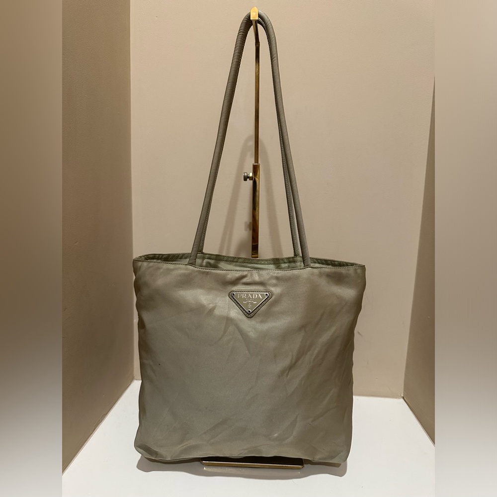 Prada Nylon Saga Green Small Zippered Top Tote